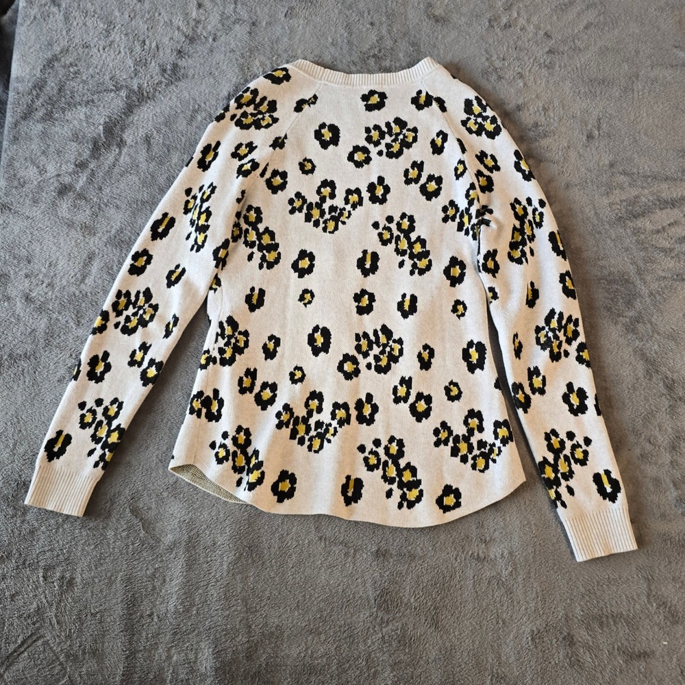 Cabi 5277‎ Leopard Floral Knit Cardigan Sweater Button Front Beige Yellow S - Picture 8 of 15